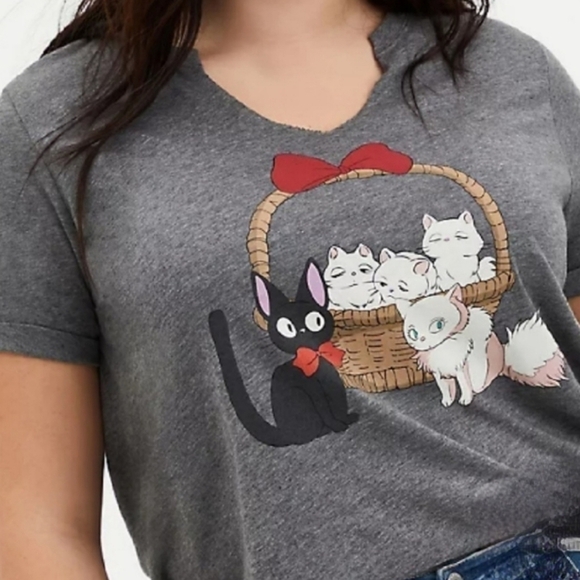 Torrid Studio Ghibli Jiji Cat Family t-shirt Gray 2X - Picture 1 of 8